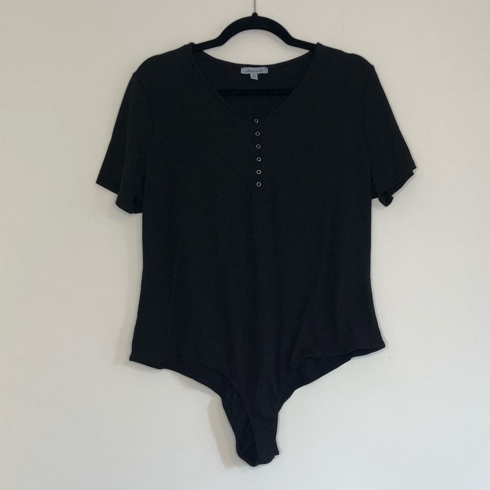 White Birch Black Bodysuit with Snap Buttons Size 2x